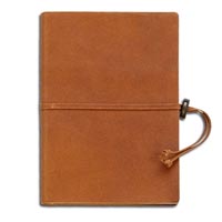 Front Cover View: The Cognac Italian Suede Journal with Tie.