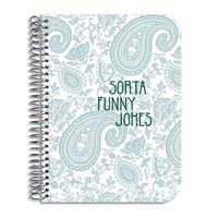 "Sorta Funny Jokes" journal notebook cover detail: Designer Pamela Barsky's Pink Paisley Floral Pattern.
