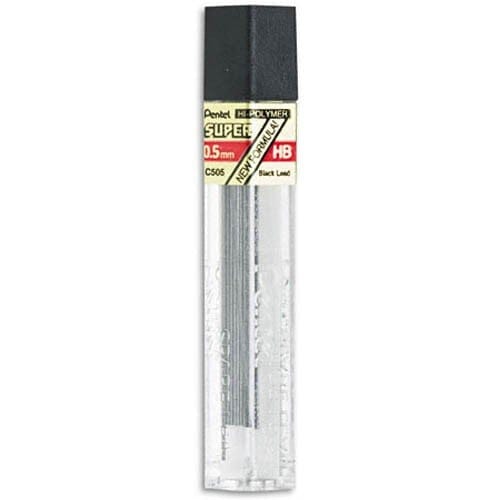US#2 0.5mm/HB Premium Super Hi-Polymer Leads by Pentel-Fine 12pcs 0.5 x 60mm in tube