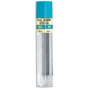 US#3 0.7mm/H Super Hi-Polymer Leads by Pentel-Harder, Lighter, Black leads 12pcs 0.7 x 60mm in tube