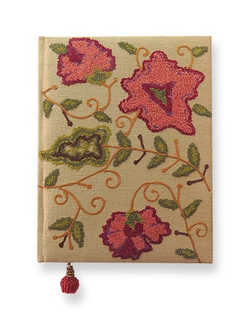 Exotic Hand-Made, Embroidered Journal - Fireflower