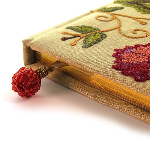 Exotic Hand-Made, Embroidered Journal - Fireflower