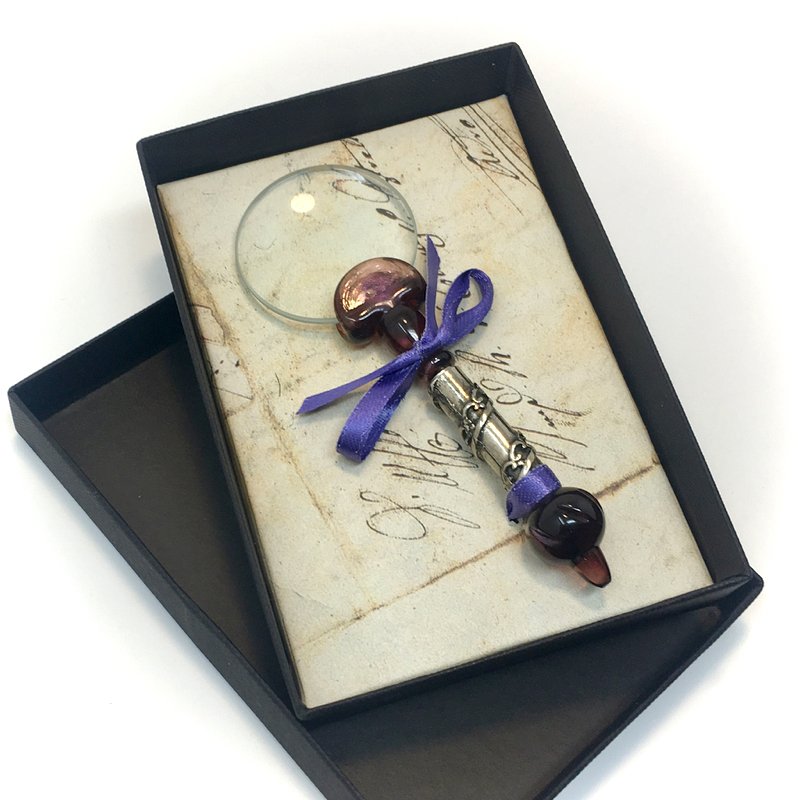 Italian Amethyst Glass Loupe/Magnifier Gift Set by Francesco Rubinato