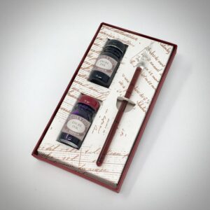 Amethyst Glass Writing Quill (or Dip Pen) and Ink Gift Set by Rubinato