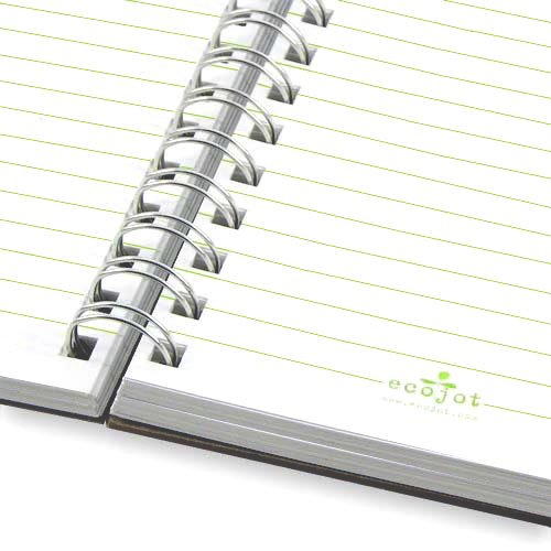 The 100% recycled pages feature eye-pleasing, soft green lines.